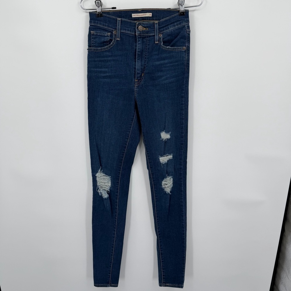 Levi’s Mile High Super Skinny Distressed Blue Jeans